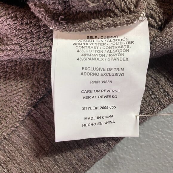 NWT TAYLOR & SAGE Cropped Sweatshirt Long Peasant Sleeve Coffee Womens M Brown - Picture 9 of 10